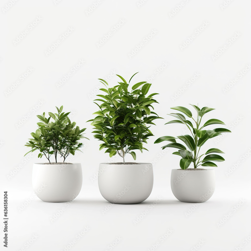 Set with different beautiful bonsai trees on white background Set with different beautiful bonsai trees on white background