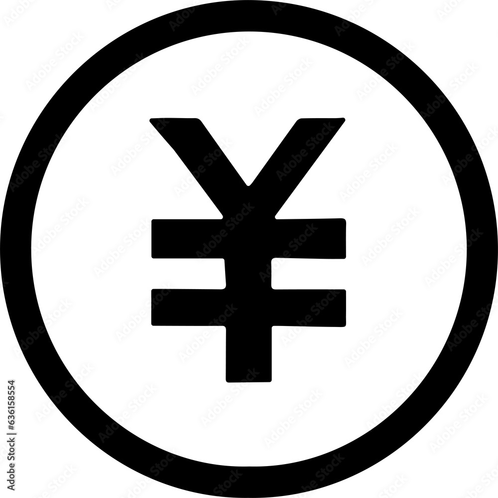 Black and white Chinese currency symbol Black and white Chinese currency symbol