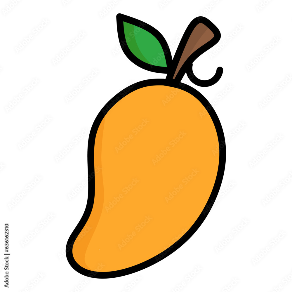 Mango emoji icon cartoon drawing symbol. Simple outline element vector