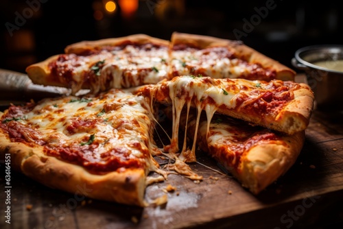 Delectable Slice of New York-style Pizza with a Thin Crust and Gooey Cheese, Generative AI