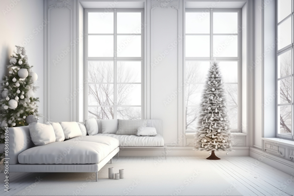 Loft style downtown apartment with Christmas tree