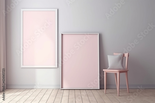 Print frame mockup in barbiecore pink design room