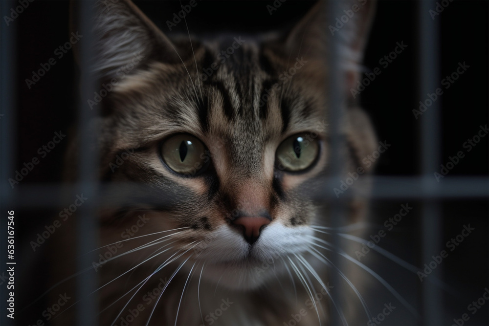a cute cat in a cage