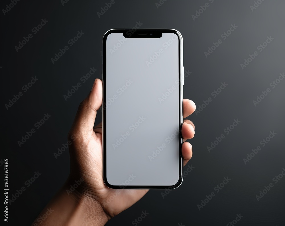 mock up phone in man hand showing white screen mock up phone in man hand showing white screen