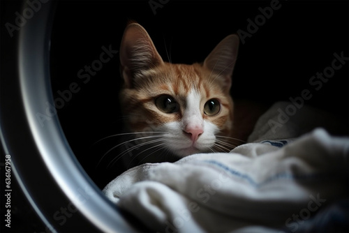 a cute cat in the washing machine