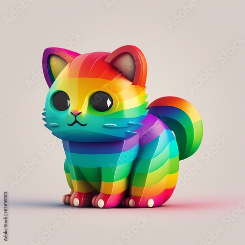 Icon of colorful cat and ra...