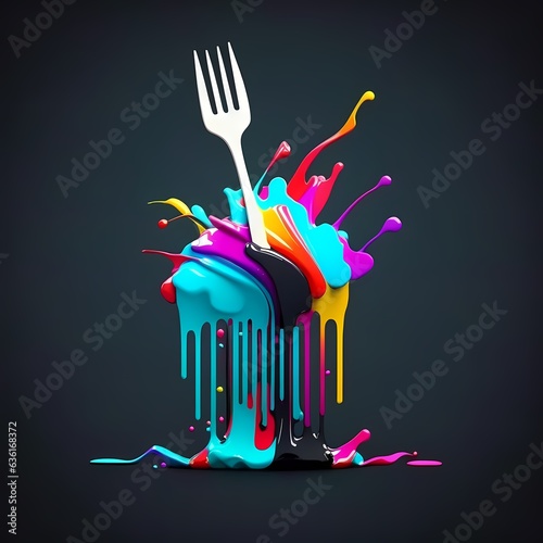 Paint fork icon, painter ar...