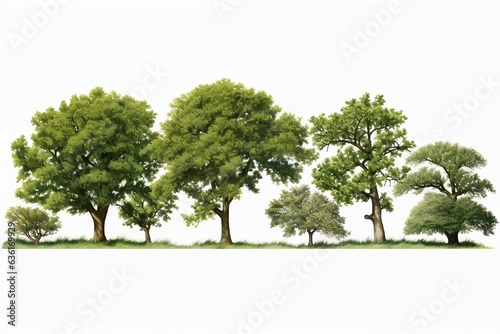 Multiple Oak Trees on Transparent Background, Generative AI
