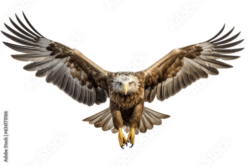 Photorealistic Eagle in Flight on transparent Generative AI