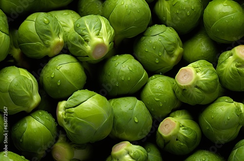 Fresh green russels sprouts background photo