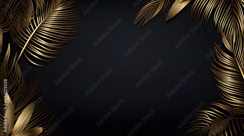 Luxury gold tropical leaves background vector. Wallpaper design with ...