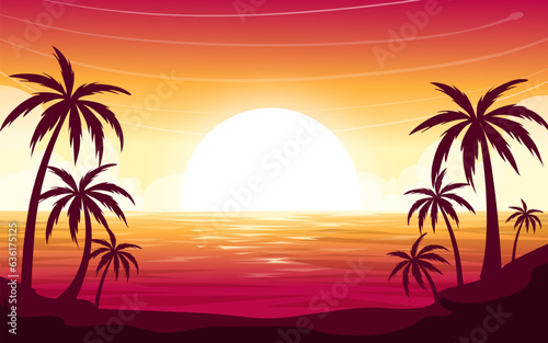 Scenery of sunset in the beach landscape © Ascrea.78