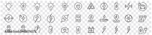 Electricity icons set collection green energy vector illustration