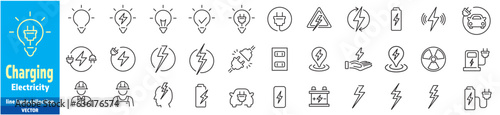 Electricity icons set collection green energy vector illustration