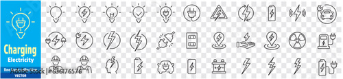 Electricity icons set collection green energy vector illustration