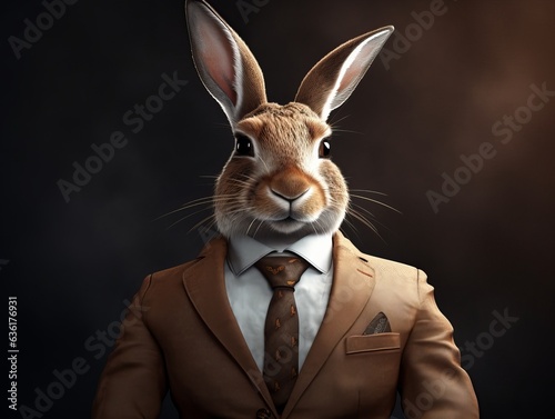 face of rabbit in suit and tie © alexxndr
