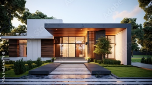 home architecture design in modern style  with front © Taufiq