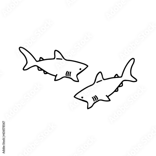 vector illustration of two sharks