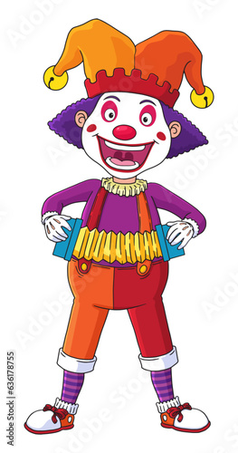 clown playing accordion