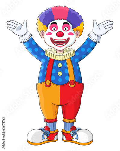 happy clown waving hand