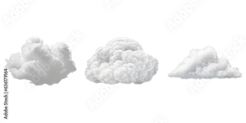 Set of white clouds on transparent background Generative AI photo