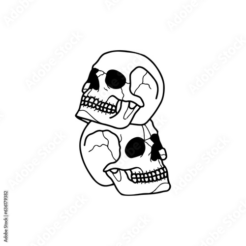 vector illustration of two skulls