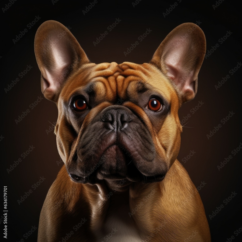 Adorable French Bulldog Portrait: Cute, Domestic Lap Dog Looking at Camera