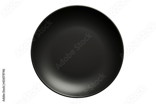 Top View Empty Ceramic Round Black Plate Generative AI