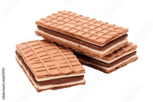 Cocoa Cream Filled Wafer Bars Isolated on transparent background, Generative Ai
