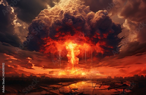 nuclear explosion with clouded clouds