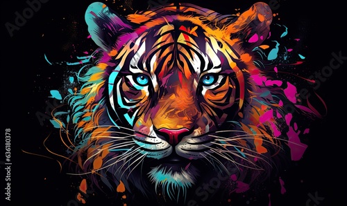 Tiger head with creative elements on colorful © Taufiq