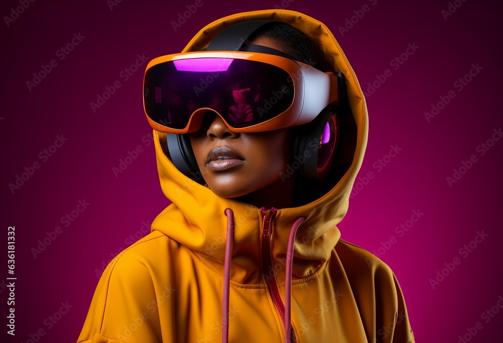 girl with futuristic vr glasses girl with futuristic vr glasses