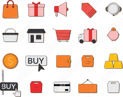 Online Shop Line Filled Icon Collection