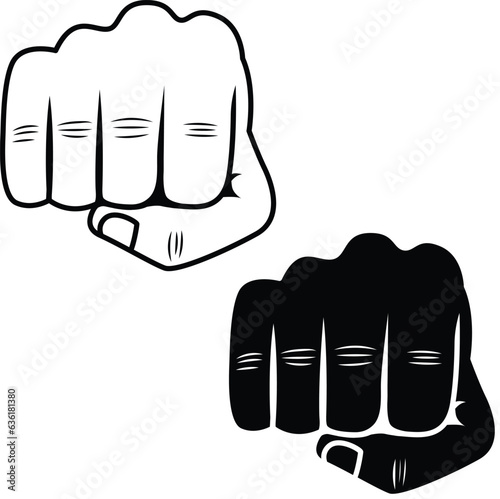 Set of fist or bump vector illustration. Fist silhouettes
