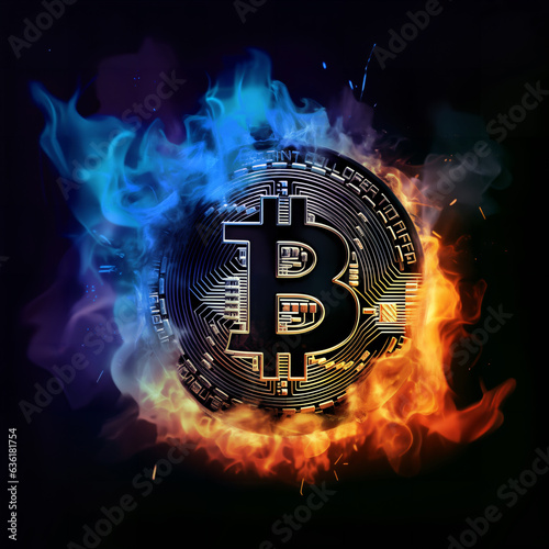 Bitcoin's direction is about to be determined. Created with generative Ai technology.