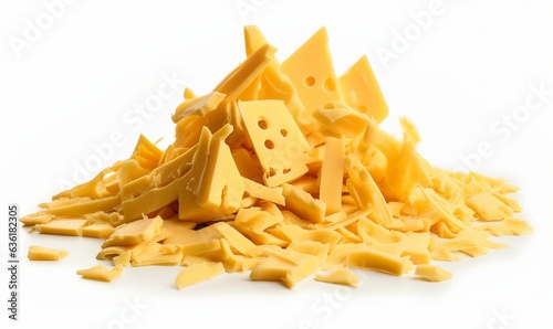cheese flying on white background