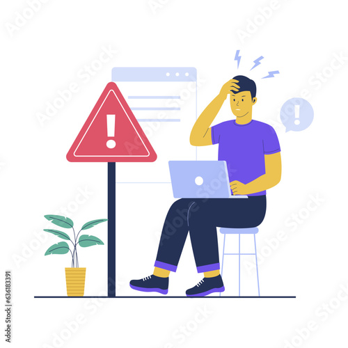 Warning illustration concept. Flat vector illustration isolated on white background
