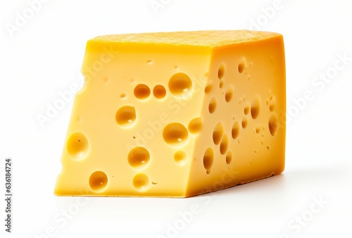 Piece of cheese isolated on white background.