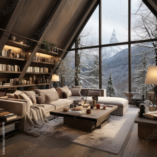  a chalet Swiss home with brown window trim light  © Sekai