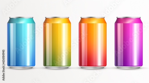 Can mockup set. 3D realistic illustration of aluminum can mockup