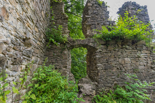 Fototapeta Naklejka Na Ścianę i Meble -  ruins of the Sobień castle in the Bieszczady Mountains
