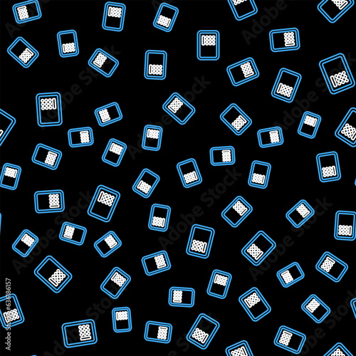 Line Safe icon isolated seamless pattern on black background. The door safe a bank vault with a combination lock. Reliable Data Protection. Vector