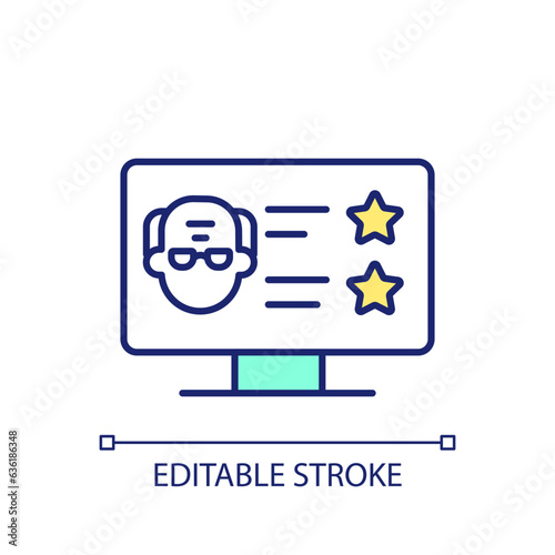 Editable overcome skill shortage icon representing unretirement, isolated vector, thin line illustration. photo