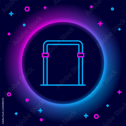 Glowing neon line Sport horizontal bar icon isolated on black background. Colorful outline concept. Vector