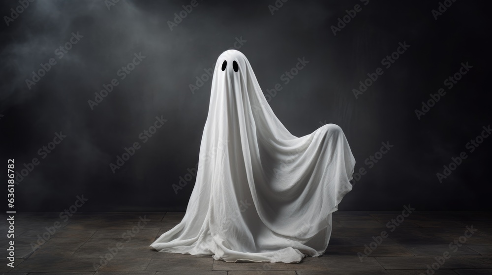 Creepy ghost on black background, halloween concept. Creepy ghost on black background, halloween concept.