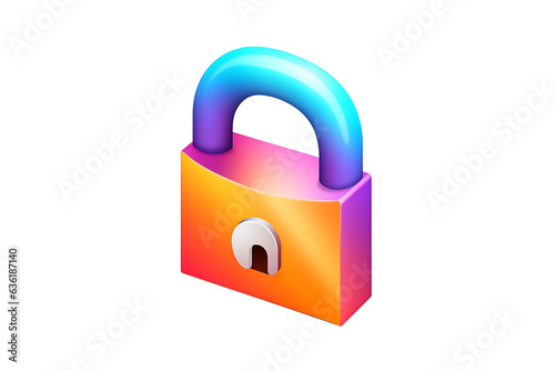 3d Realistic Yellow Locked padlock vector illustration