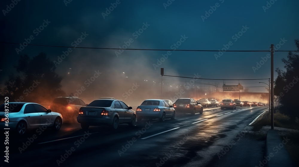 big traffic jam on the road big traffic jam on the road