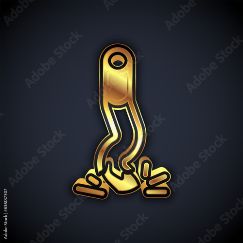 Gold Cigarette butt icon isolated on black background. Stubbed out cigarette. Vector