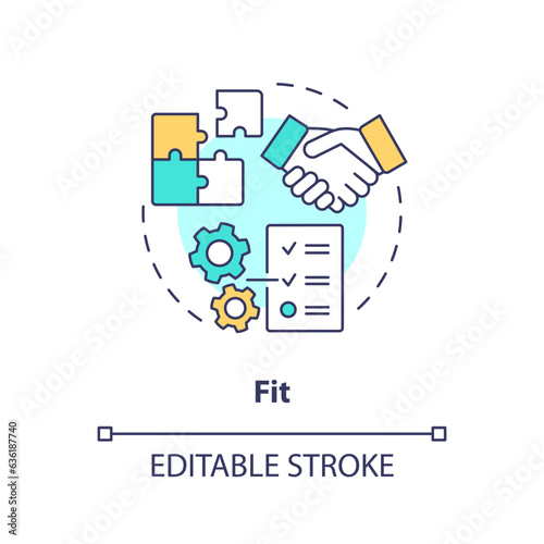 2D editable fit thin line icon concept, isolated vector, multicolor illustration representing vendor management.