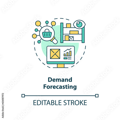 2D editable demand forecasting thin line icon concept, isolated vector, multicolor illustration representing vendor management.